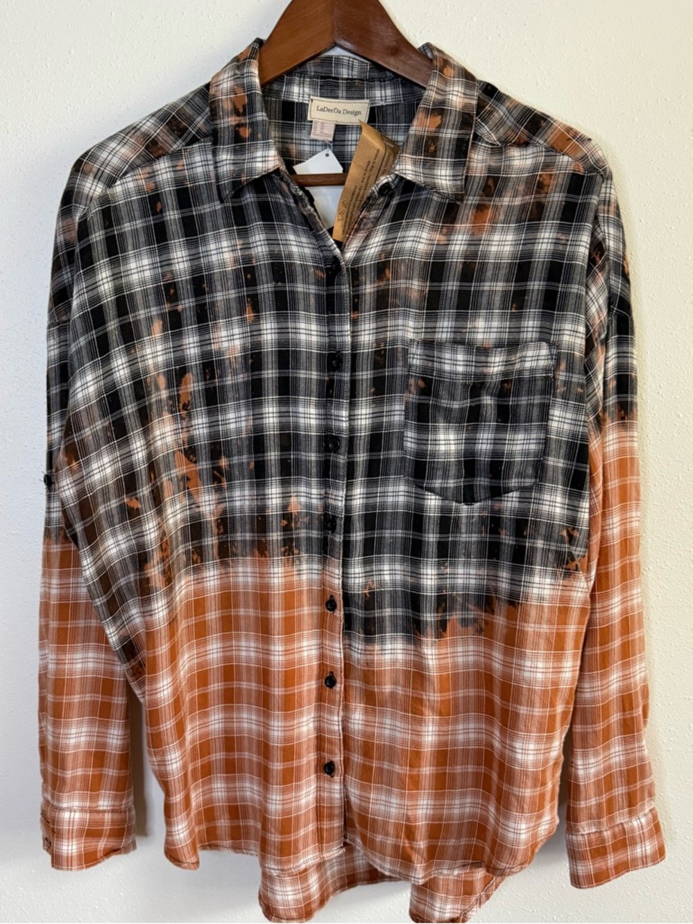 LaDeeDa Design Upcycled Plaid Flannel Shirt XS Hand Reworked One of a Kind - Picture 3 of 7